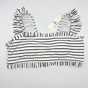 beachsissi Striped Bikini Top Sz L Wrap Ruffled Straps Removable Cups New W/Tag